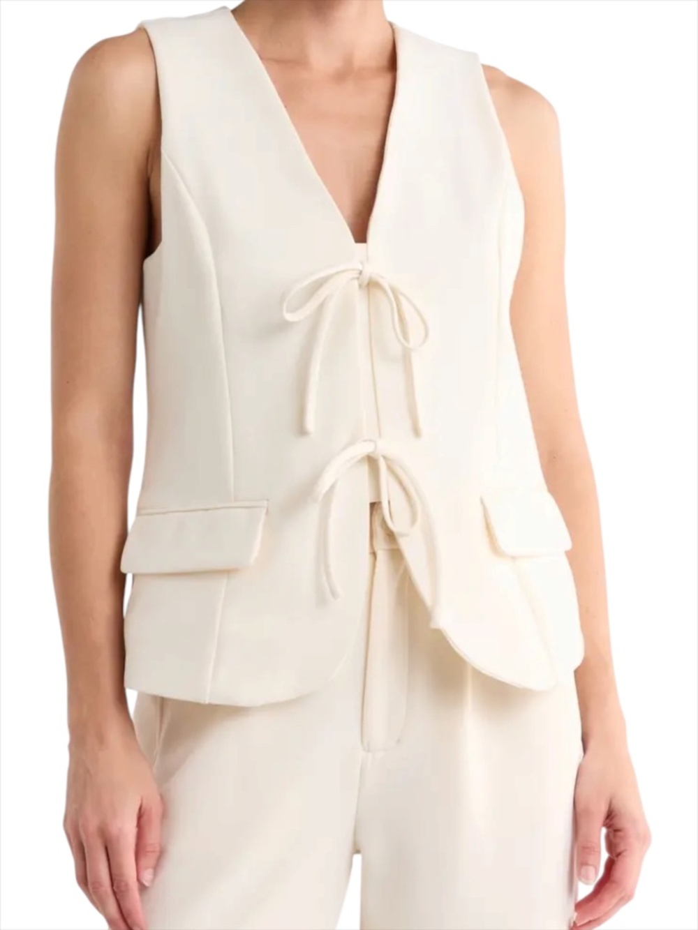 French Connection Tie Front Vest NWOT - Off White Size M